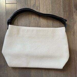 Liviana Conti Chic Cream Pebbled Leather Shoulder Bag